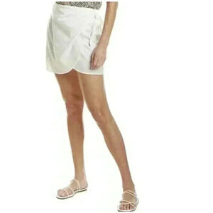 Weworewhat Chloe Mini Skirt Wrap Around Skirt White Ivory Women's Size XL